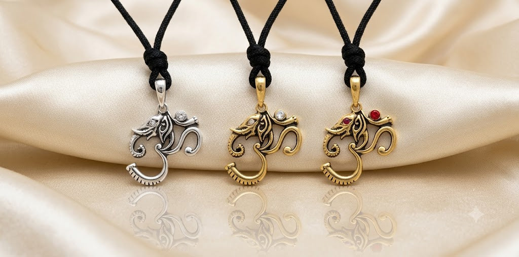 Hindu Ohm Aum Om Handcrafted Silver Brass Charm Necklace Pendant Jewelry