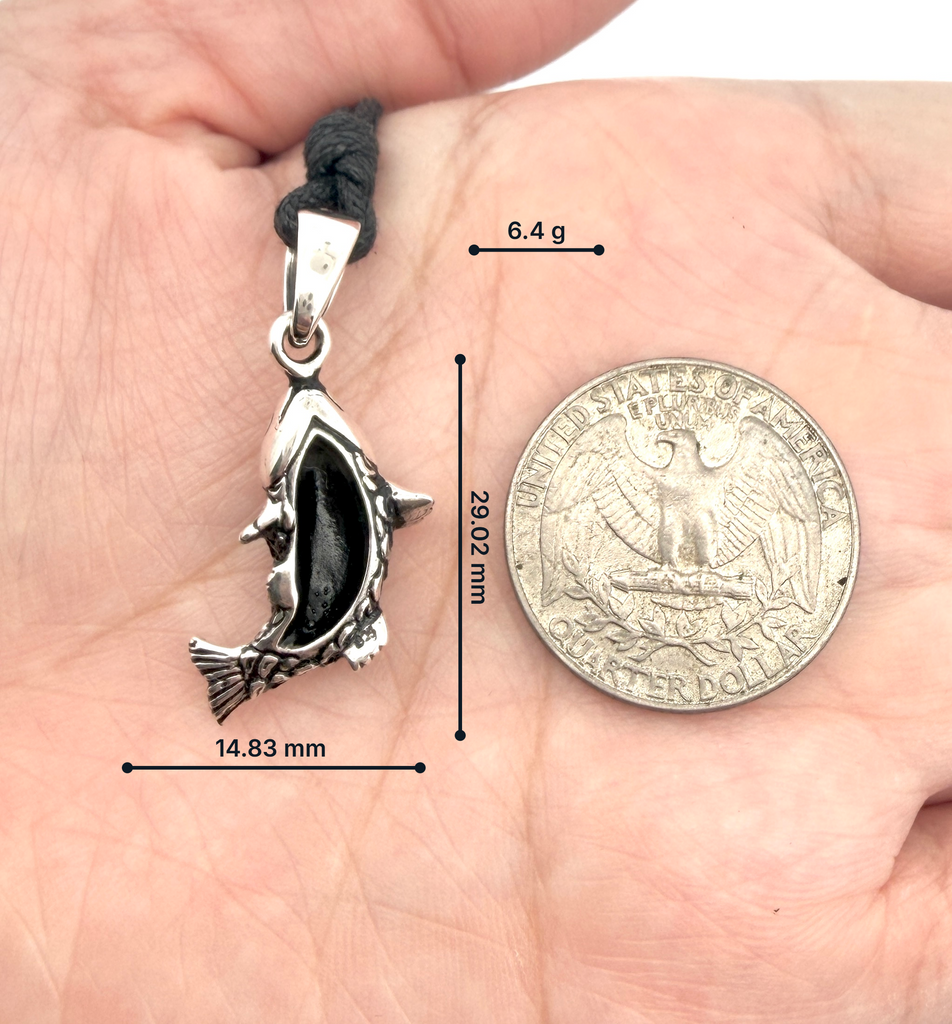 Fish 92.5 Sterling Silver Brass Charm Necklace Pendant  Marine Melody Jewelry