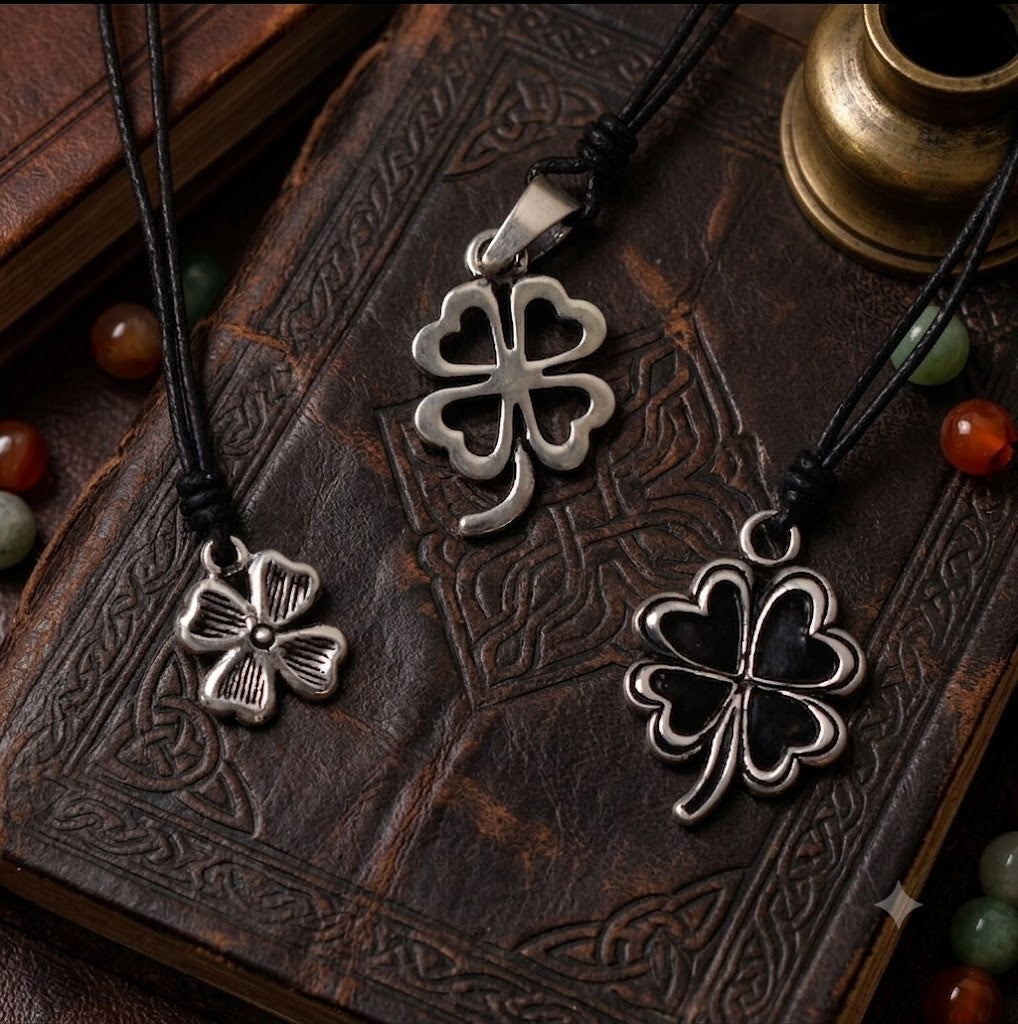 Four Leaf Clover Sterling-silver Pewter Gold Brass Charm Necklace Pendant Jewelry