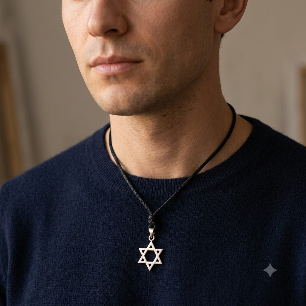 Star of David 92.5 Sterling Silver Pewter Brass Charm Necklace Pendant Jewelry
