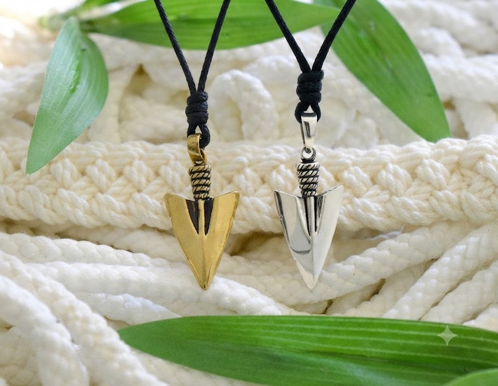 Spear 92.5 Sterling Silver Gold Brass Necklace Pendant Jewelry