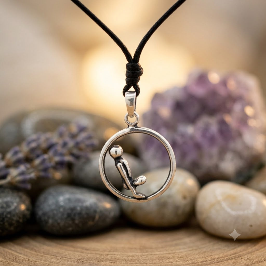 Yoga Pose 92.5 Sterling Silver Gold Brass Charm Necklace Pendant Jewelry
