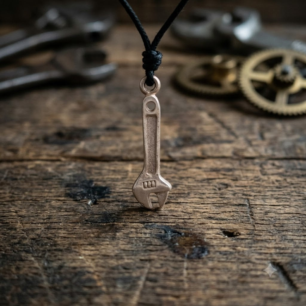 Adjustable Spanner 92.5 Sterling Silver Gold Brass Necklace Pendant Jewelry