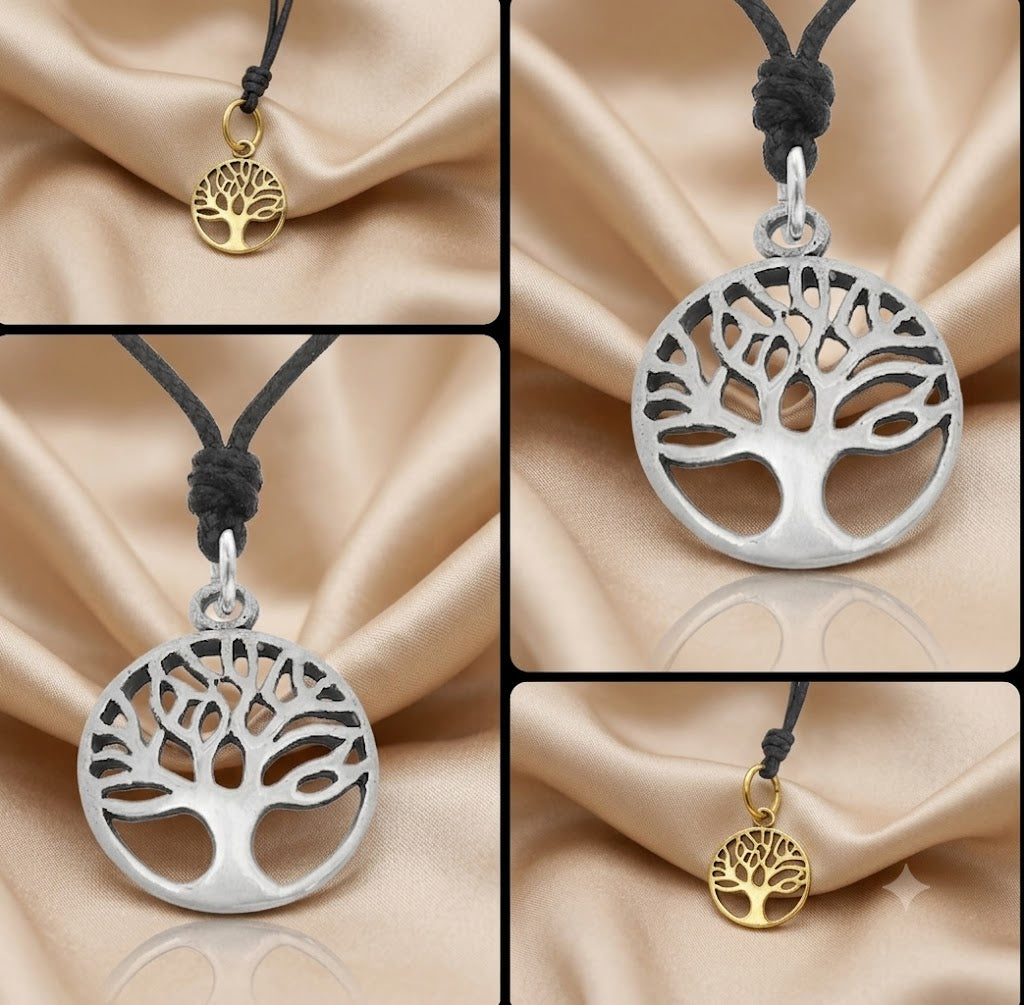 Tree of Life 92.5 Sterling Silver Gold Brass Charm Necklace Pendant Necklace Jewelry