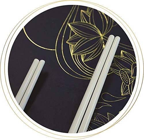 Minh Long Premium Porcelain Ceramic Chopsticks with Gift Box - 9.6 inches (6 pairs, ivory white)