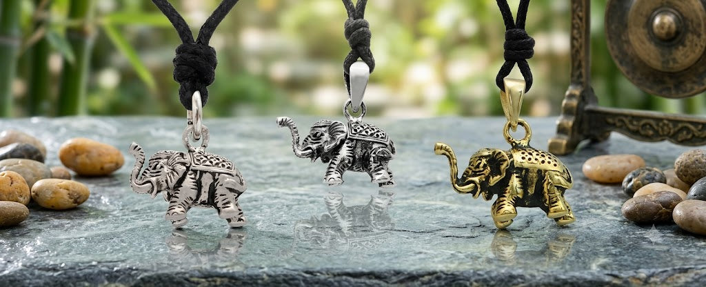 Thai Elephant 92.5 Sterling Silver Pewter Gold Brass Necklace Pendant Jewelry