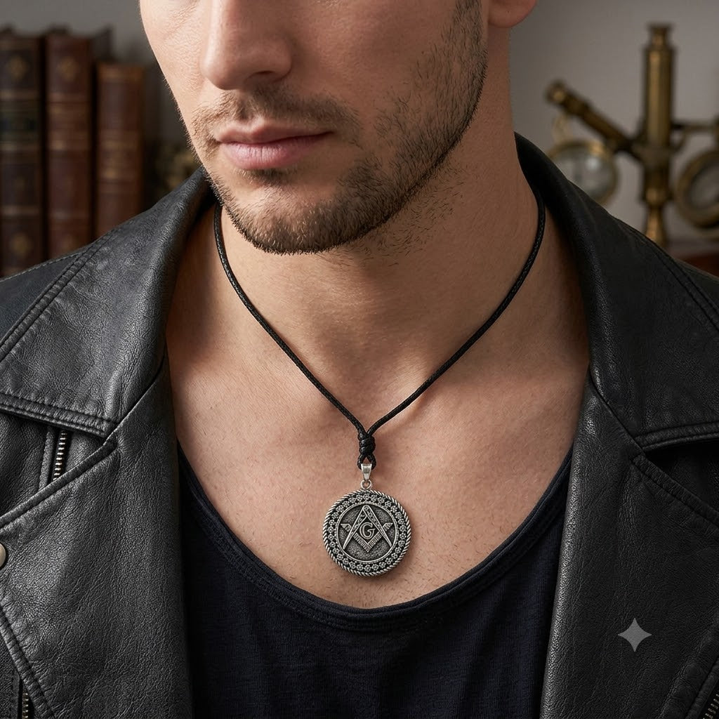 Freemasonry 92.5 Sterling Silver Pewter Brass Charm Necklace Pendant Jewelry
