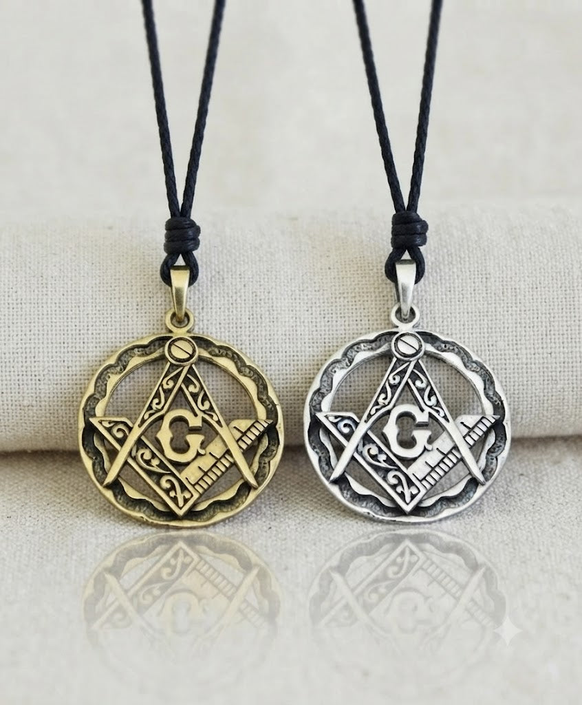 Freemasonry 92.5 Sterling Silver Pewter Brass Charm Necklace Pendant Jewelry