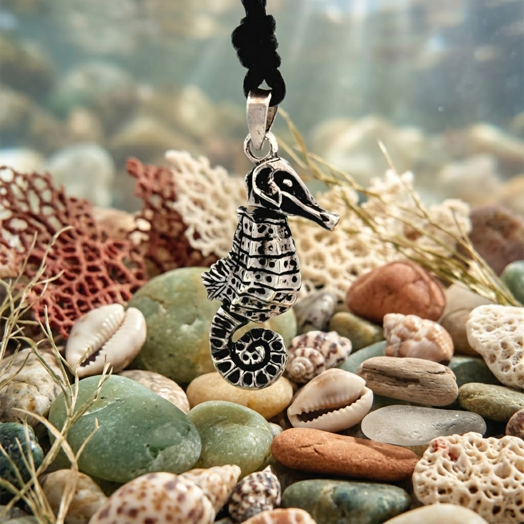 Sea Horse Handmade 92.5 Sterling Silver Gold Brass Necklace Pendant Jewelry