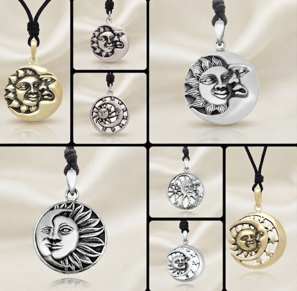 Sun Moon Ying Yang 92.5 Sterling Silver Pewter Brass Charm Necklace Pendant Jewelry