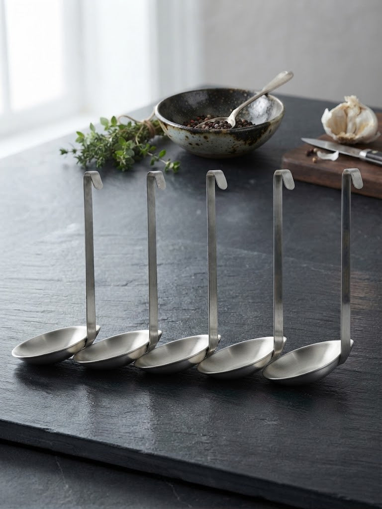 Stainless Steel Shrimp Cake Mold Set of 5 – Vietnamese Bánh Tôm Fritter Maker with Long Handle & Hanging Hook – Durable Kitchen Tool for Crispy Shrimp Fritters