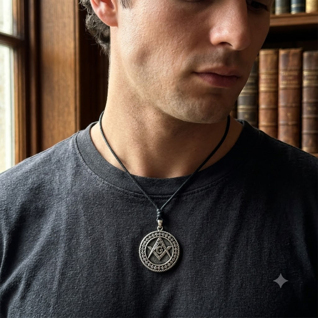Freemasonry 92.5 Sterling Silver Pewter Brass Charm Necklace Pendant Jewelry