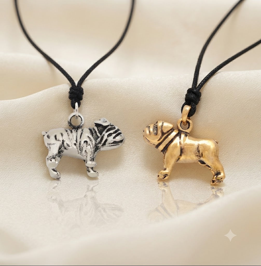 Mini Cute Pug 92.5 Sterling Silver Charm Necklace Pendant Jewelry