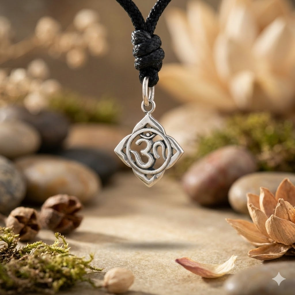 Trendy Hindu Word Om Ohm 92.5 Sterling Silver Pewter Brass Necklace Pendant Jewelry