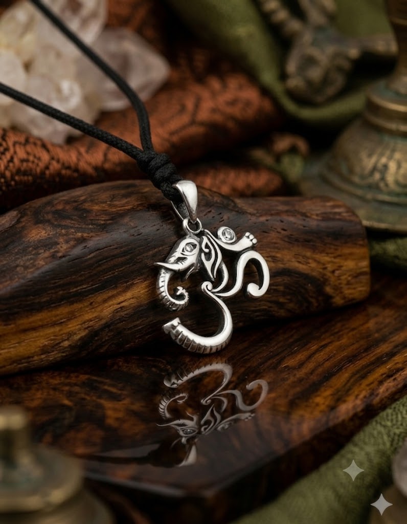 Hindu Ohm Aum Om Handcrafted Silver Brass Charm Necklace Pendant Jewelry