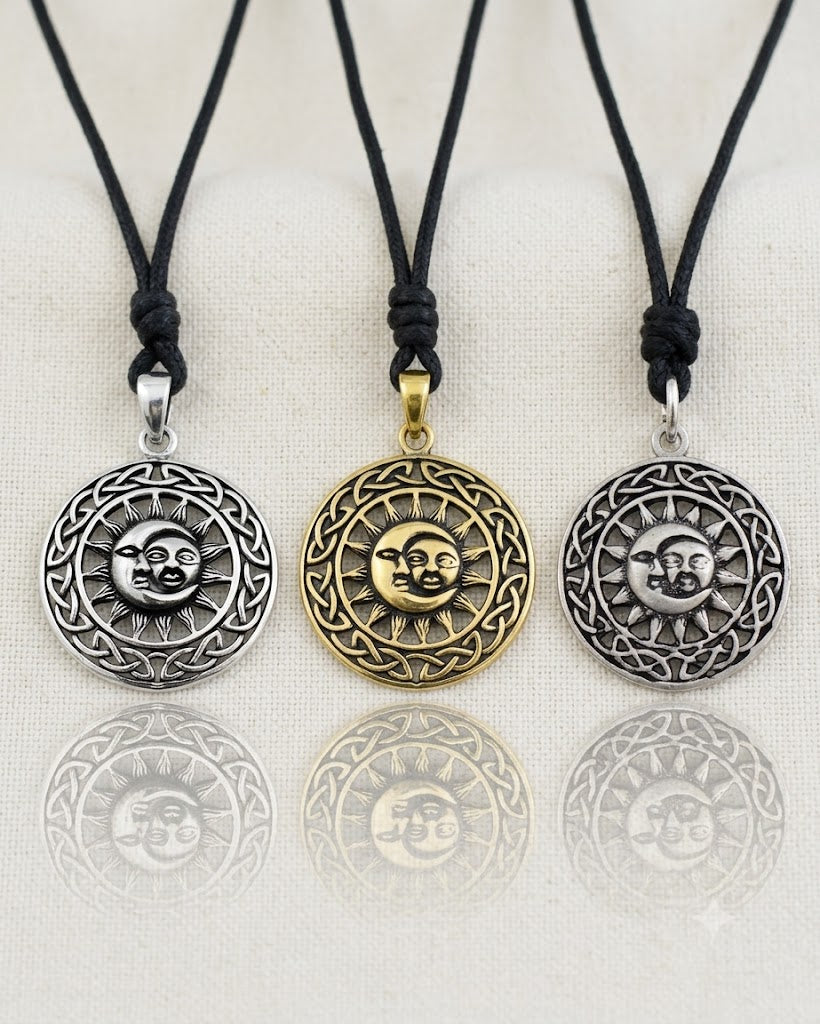 Sun & Moon Ying Yang 92.5 Sterling Silver Pewter Brass Charm Necklace Pendant Jewelry
