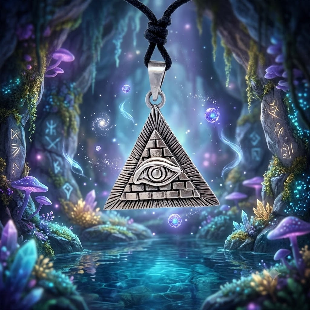 Eye Of Providence 92.5 Sterling Silver Pewter Brass Necklace Pendant Jewelry