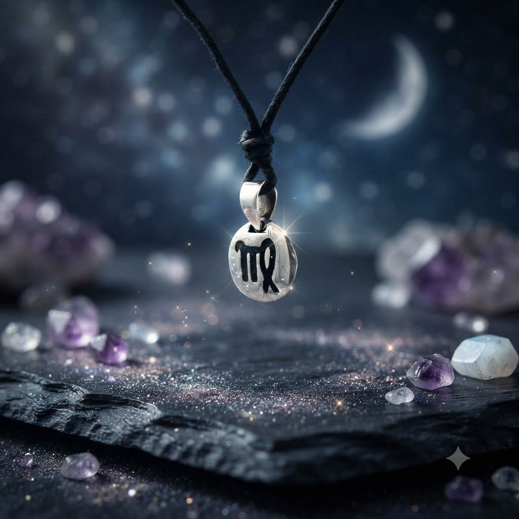 Astrology Gold 92.5 Sterling Silver Brass Charm Necklace Pendant Horoscope Zodiac