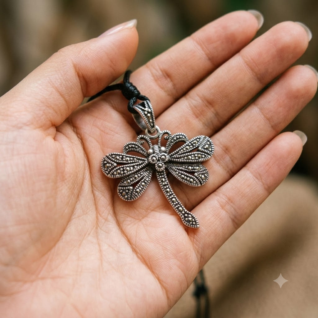 Dragonfly 92.5 Sterling Silver Charm Necklace Pendant Jewelry