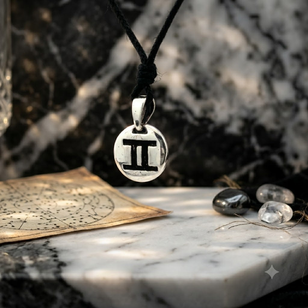 Astrology Gold 92.5 Sterling Silver Brass Charm Necklace Pendant Horoscope Zodiac