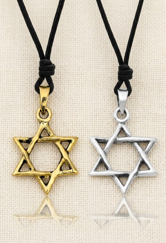 Star of David 92.5 Sterling Silver Pewter Brass Charm Necklace Pendant Jewelry