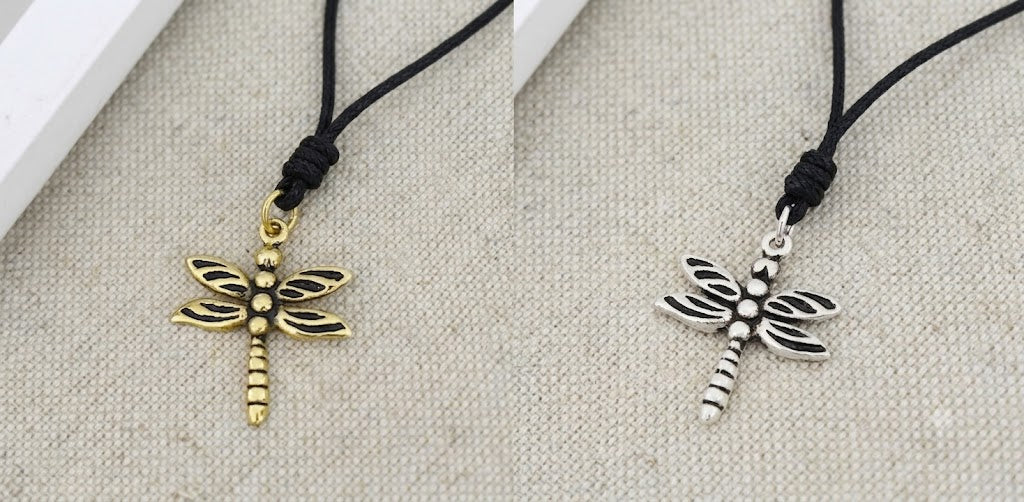 Small Dragonfly Sterling Silver Pewter Brass Charm Necklace Pendant Jewelry