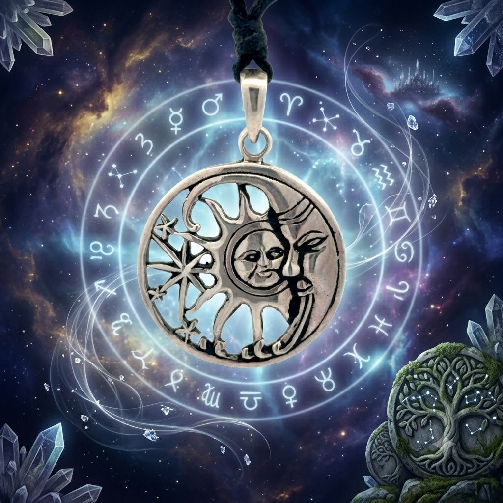 Sun Moon Ying Yang 92.5 Sterling Silver Pewter Brass Charm Necklace Pendant Jewelry