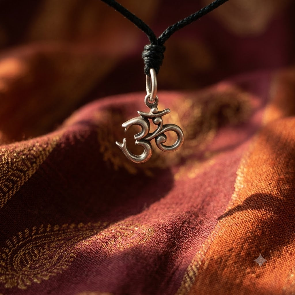 Lovely Hindu Word Om Ohm 92.5 Sterling Silver Pewter Brass Necklace Pendant Jewelry