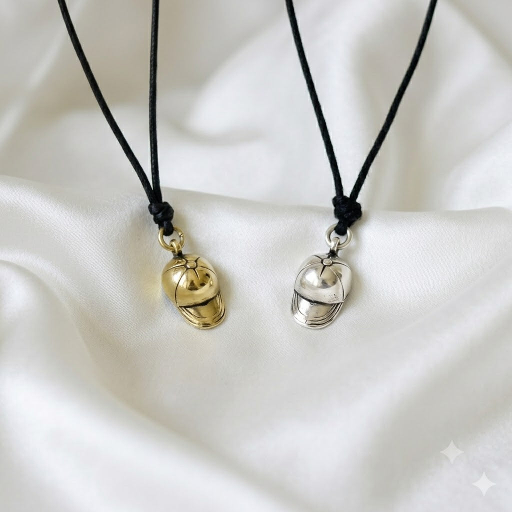 Baseball Cap 92.5 Sterling Silver Brass Charm Necklace Pendant Necklace Jewelry