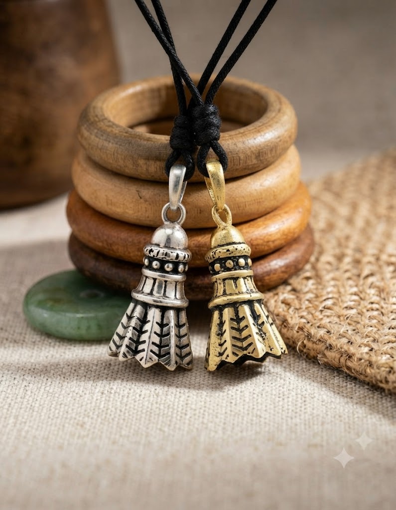 Shuttlecock 92.5 Sterling Silver Gold Brass Charm Necklace Pendant Jewelry