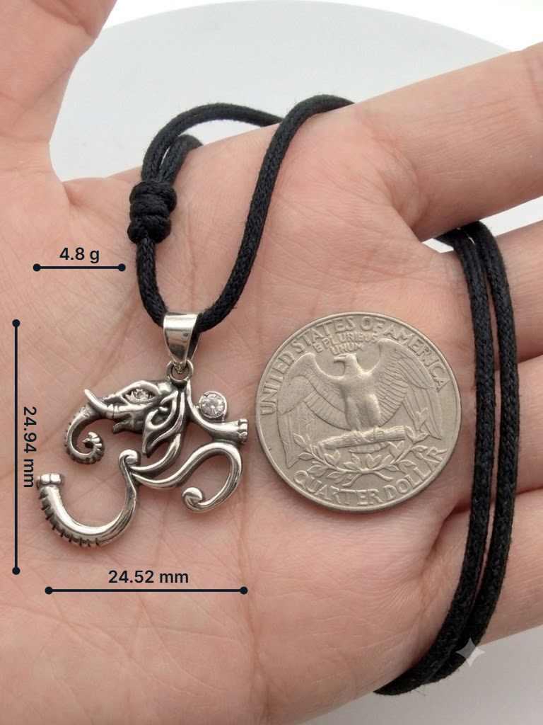 Hindu Ohm Aum Om Handcrafted Silver Brass Charm Necklace Pendant Jewelry