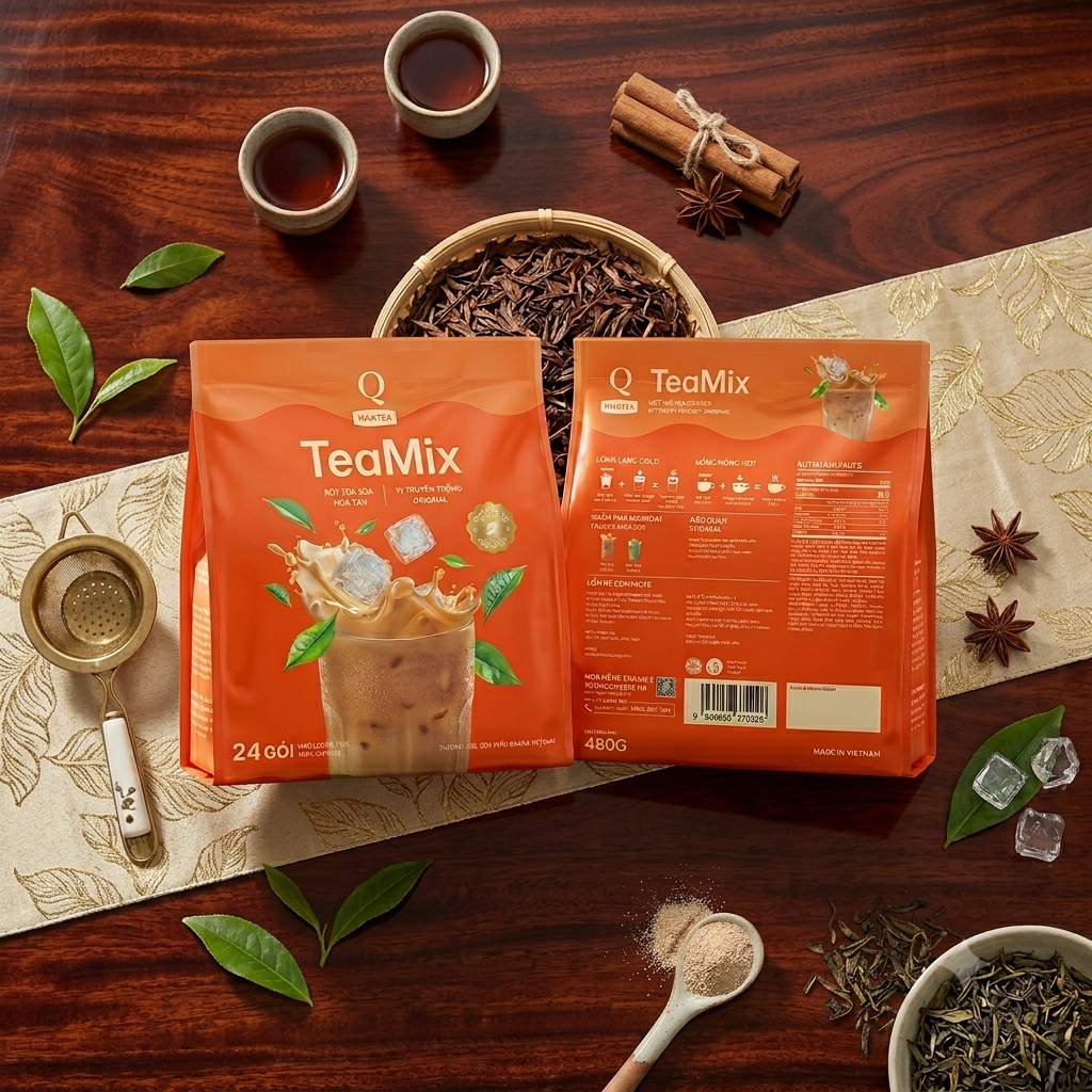 Tran Quang Milk Tea Vietnamese Original Tea Mix Trà Sữa Hòa Tan – Authentic Vietnamese Instant Milk Tea Powder 24 Sticks x 20g