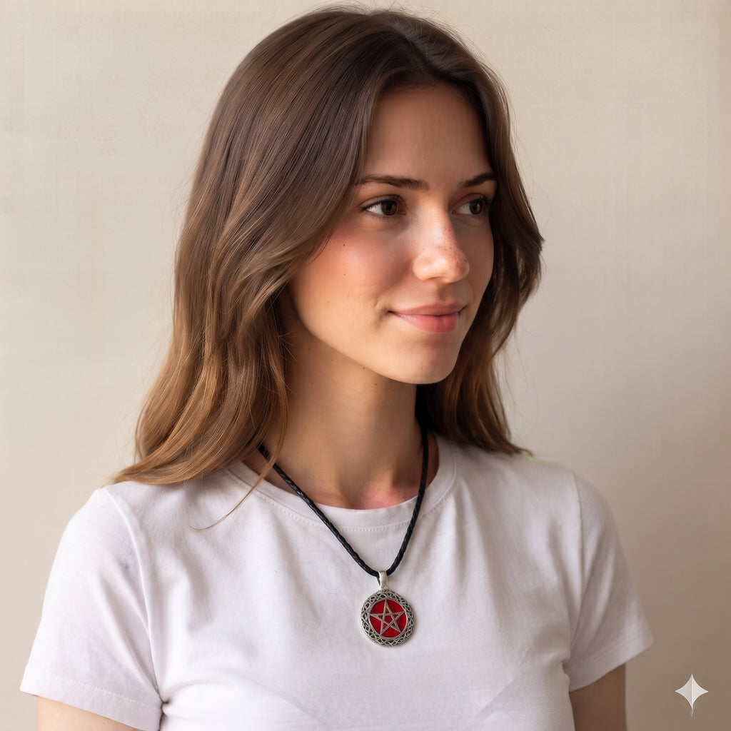 5 Pointed Pentagram Star Magic Silver Pewter Charm Necklace Pendant Jewelry