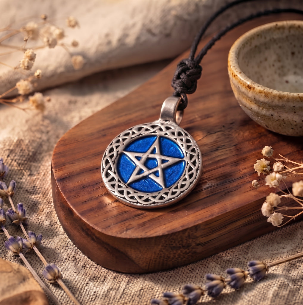 5 Pointed Pentagram Star Magic Silver Pewter Charm Necklace Pendant Jewelry