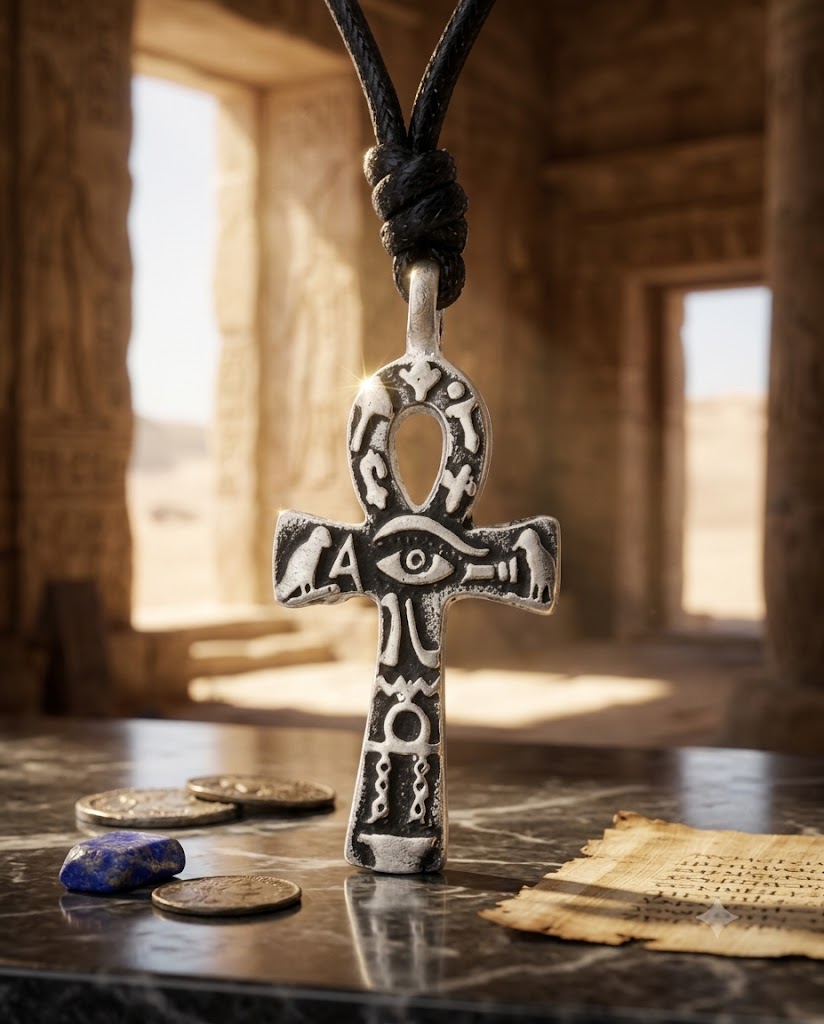Egyptian Ankh Key Eye of Horus Ra Silver Pewter Brass Necklace Pendant Jewelry