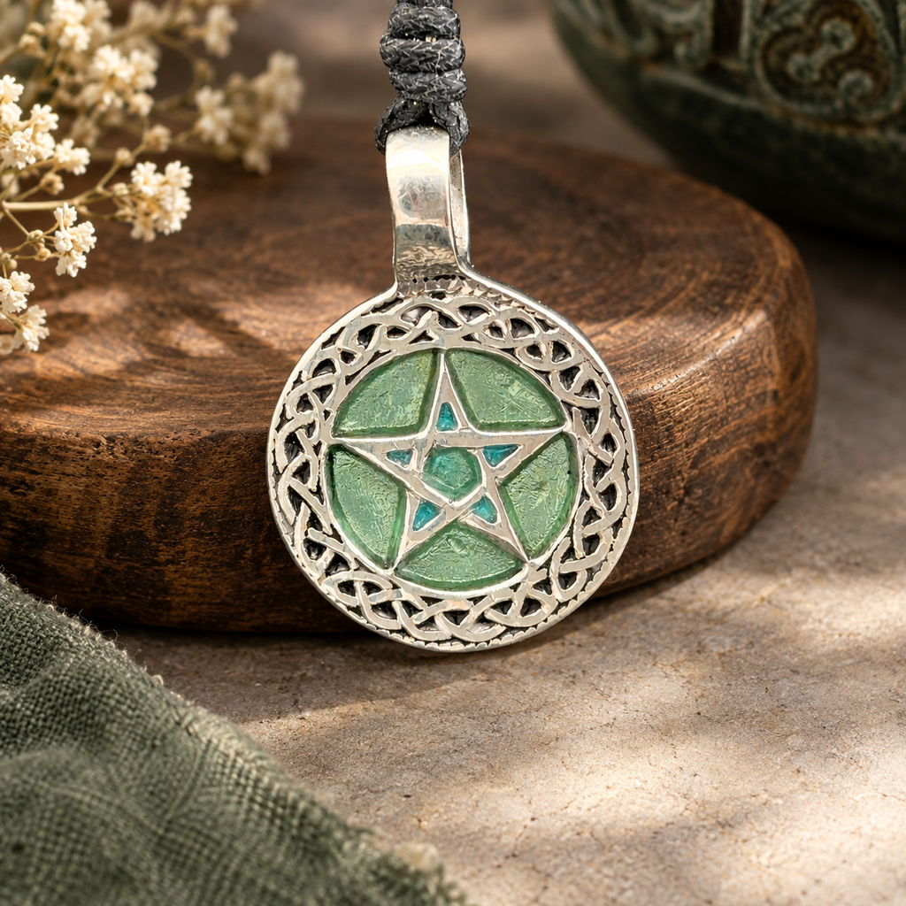 5 Pointed Pentagram Star Magic Silver Pewter Charm Necklace Pendant Jewelry
