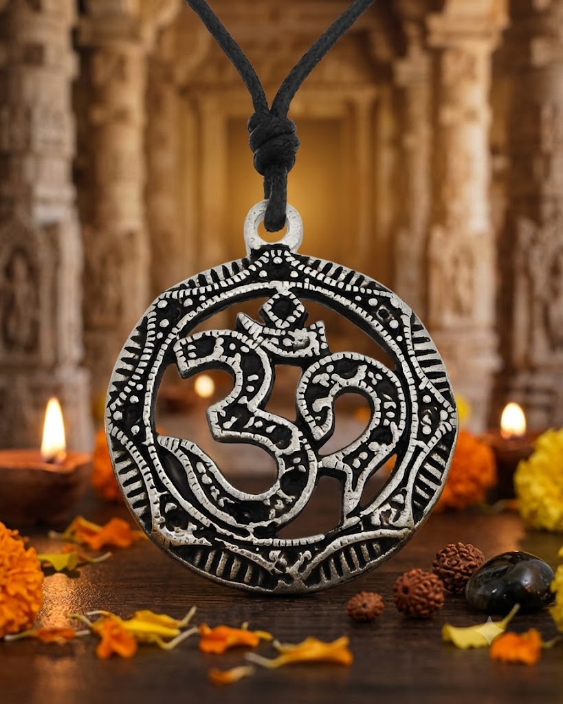 Ohm Aum Om Handcrafted Silver Pewter Brass Charm Necklace Pendant Jewelry