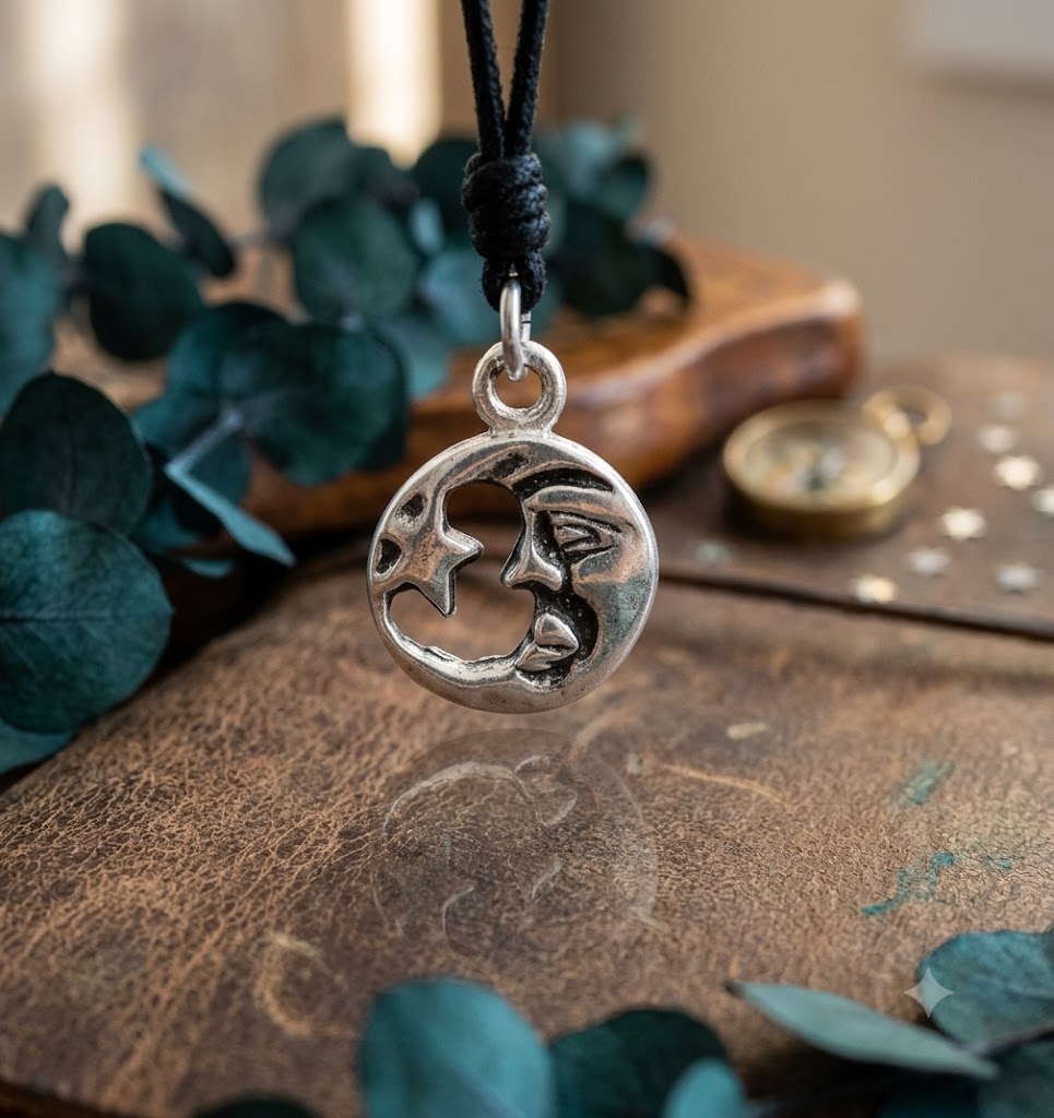 Moon & Star Silver Pewter Sterling Silver Charm Necklace Pendant Jewelry