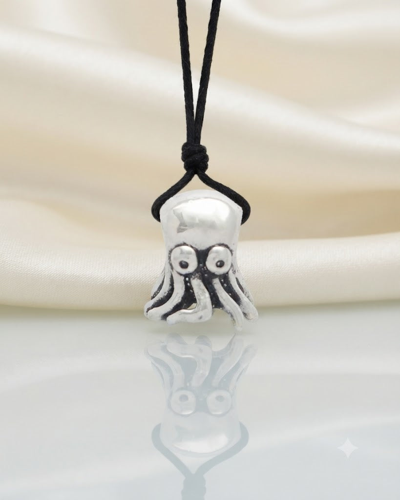 Cute Octopus 92.5 Sterling Silver Pewter Brass Charm Necklace Pendant Jewelry