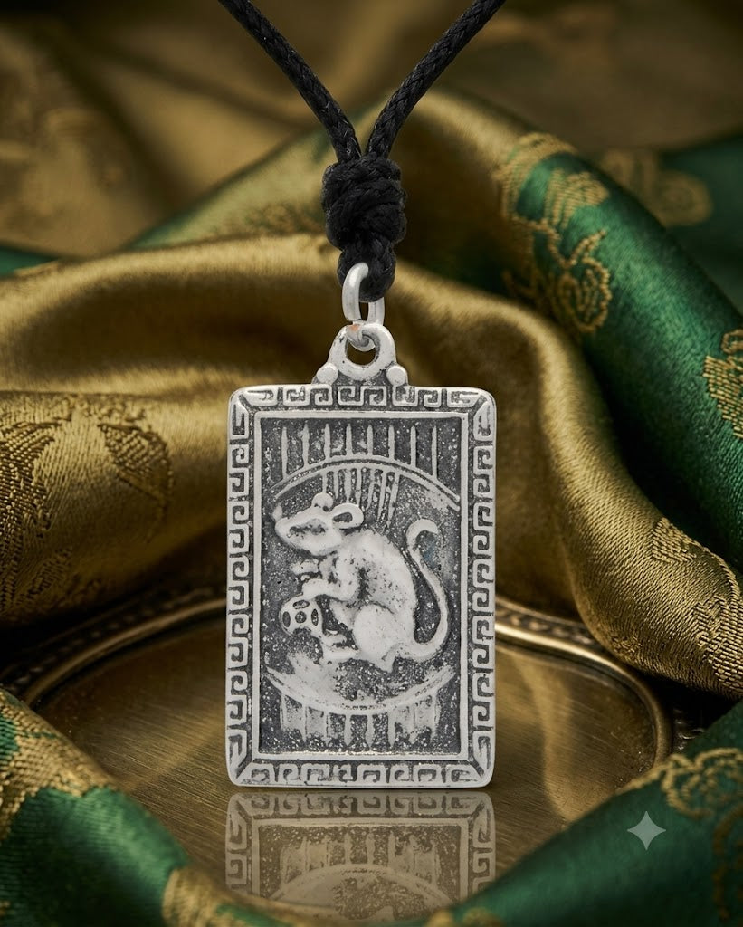 Rectangle Chinese Zodiac Sterling Silver Pewter Brass Necklace Pendant Jewelry