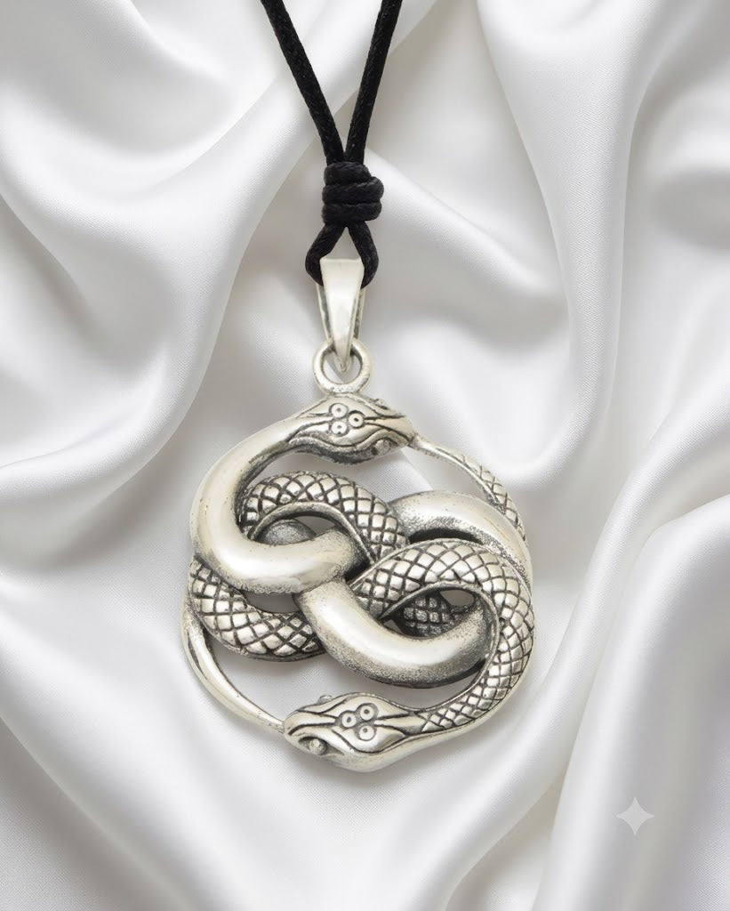 Ouroboros Snake 92.5 Sterling Silver Pewter Brass Charm Necklace Pendant Jewelry