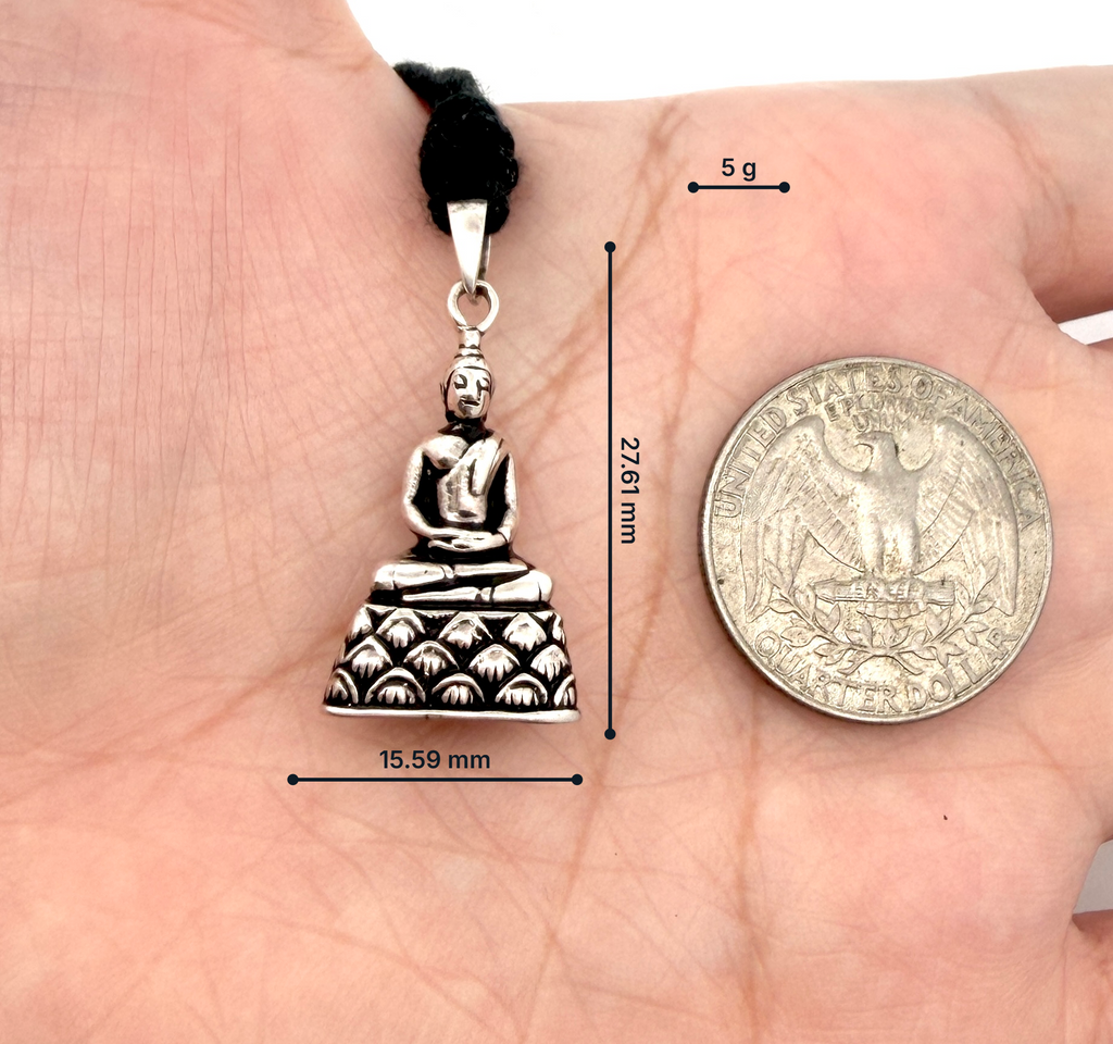 Buddha Meditation 92.5 Sterling Silver Gold Brass Necklace Pendant Jewelry