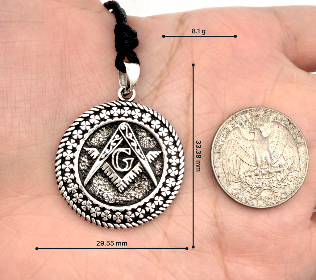 Freemasonry 92.5 Sterling Silver Pewter Brass Charm Necklace Pendant Jewelry