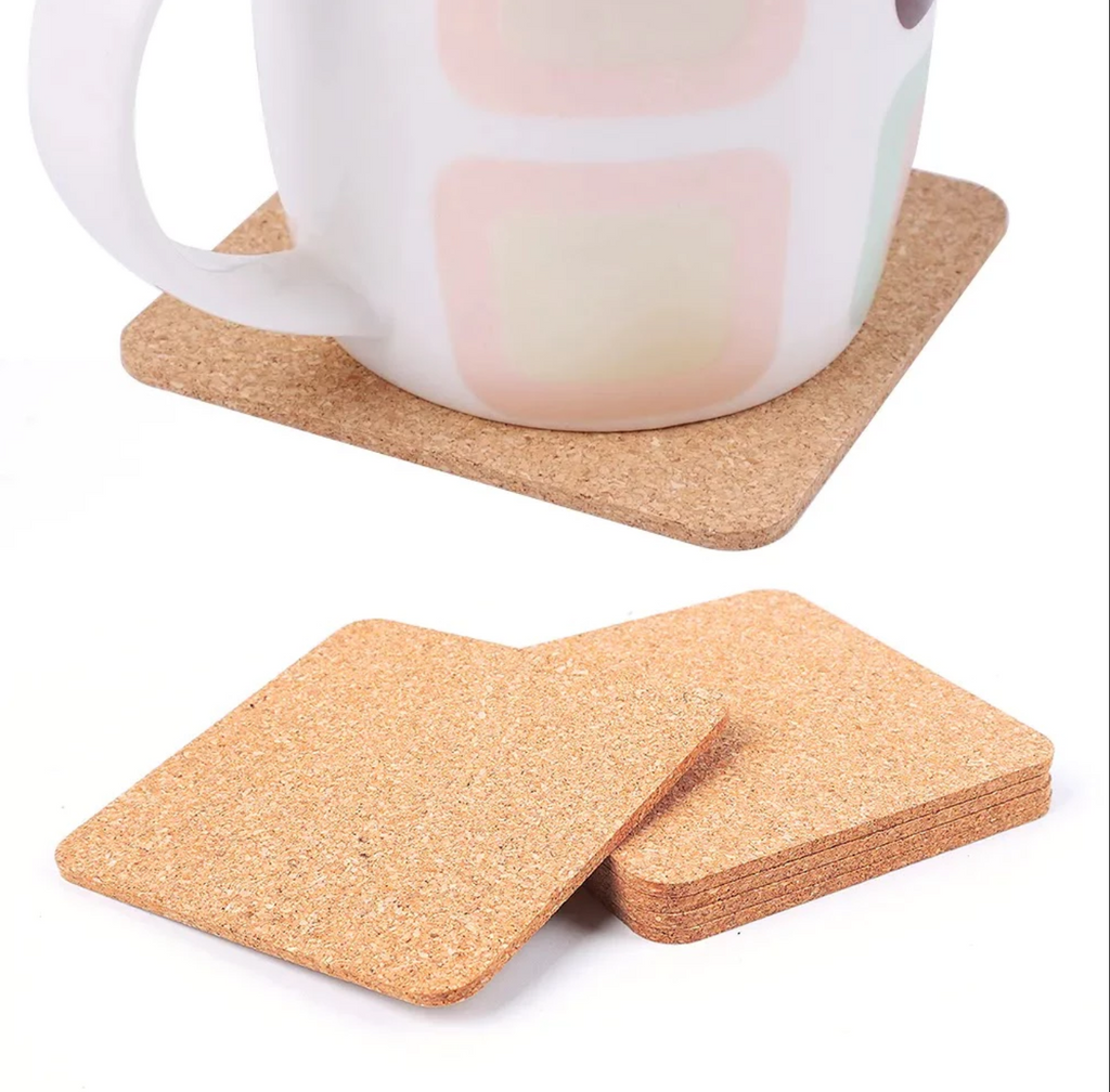 Set of  2/ Set of 6 Cork Coasters Absorbent with Holder Drink Coffee Tea Cup Decor