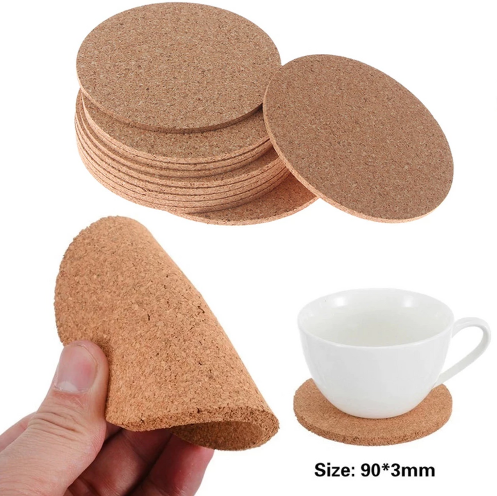Set of  2/ Set of 6 Cork Coasters Absorbent with Holder Drink Coffee Tea Cup Decor