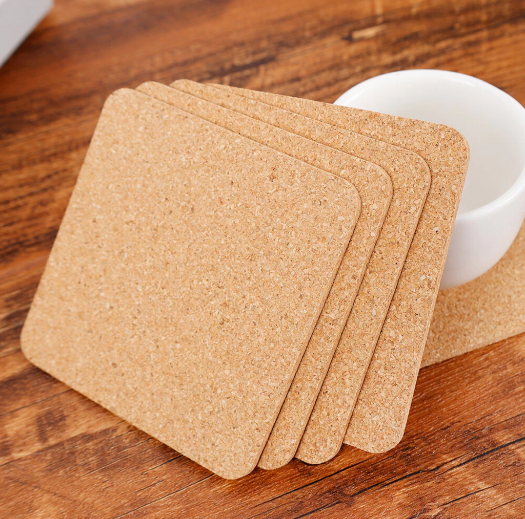 Set of  2/ Set of 6 Cork Coasters Absorbent with Holder Drink Coffee Tea Cup Decor