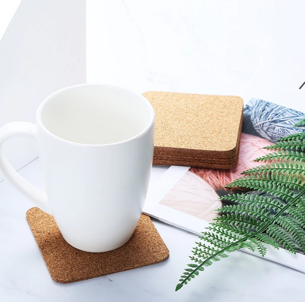 Set of  2/ Set of 6 Cork Coasters Absorbent with Holder Drink Coffee Tea Cup Decor