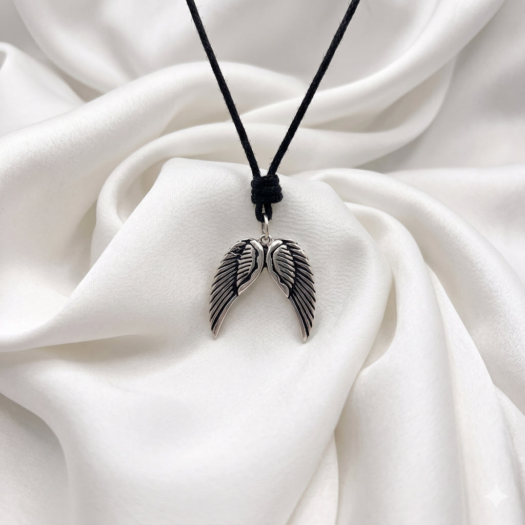 Pair Angel Wings 92.5 Sterling Silver Pewter Brass Necklace Pendant Jewelry