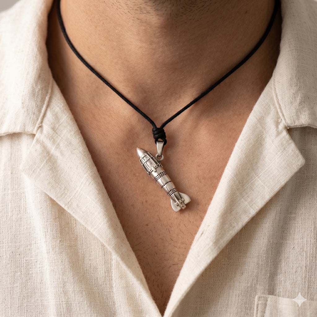 Missile Rocket Pendant Necklace 925 Sterling Silver/Pewter/ Brass - Military Aviation Jewelry
