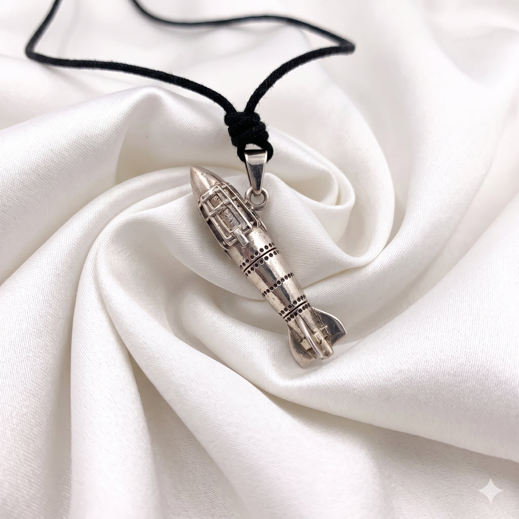 Missile Rocket Pendant Necklace 925 Sterling Silver/Pewter/ Brass - Military Aviation Jewelry